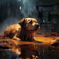 Golden retriever in the water