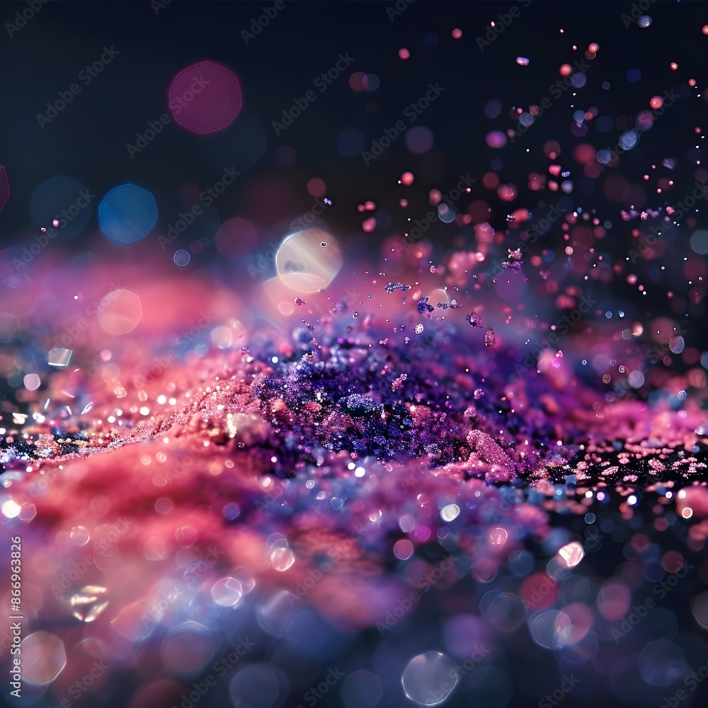 Poster a burst of colorful glitter particles creating a magical effect