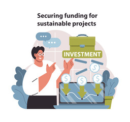 Naklejka premium Funding acquisition concept. Channels and strategies to finance sustainable projects.