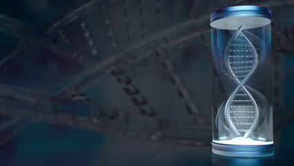 The dna in glass tube for medical or sci concept 3d rendering..