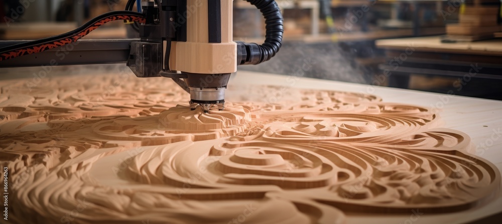 Poster cnc machining showcasing composite material s strength and versatility in intricate object creation