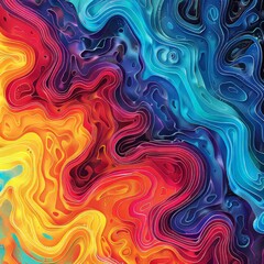 Fototapeta premium Abstract representation of fluid dynamics, with swirling, flowing lines and vivid color gradients