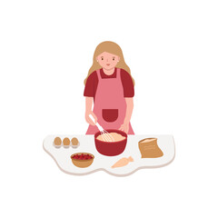 Woman Cooking in the kitchen Illustration