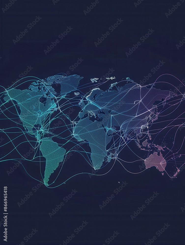 Aufkleber A minimalist design featuring a world map with highlighted routes, ideal for travel agencies and global booking services. Generative AI