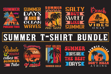 Summer t shirt design, High quality vector summer t shirt bundle, print on demand 