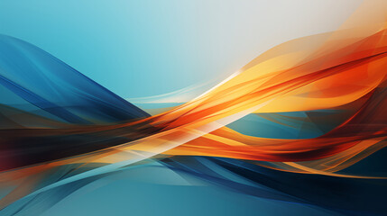 abstract background with orange and blue waves, soft lines and curves, sharp focus, high detail, high contrast, dynamic composition, high definition vector illustration