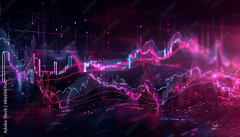 Aufkleber abstract financial data visualization with neon lines