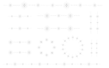 星形のライン、フレームセット。装飾。グラデーション。銀色風。