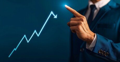 Business development to success and growing growth concept, Businessman pointing arrow graph corporate future growth plan