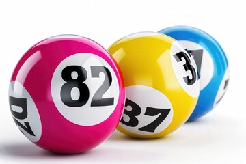 three lottery balls on a white background, bingo
