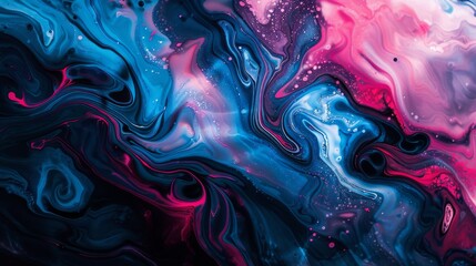 Abstract fluid art with blue and pink swirls