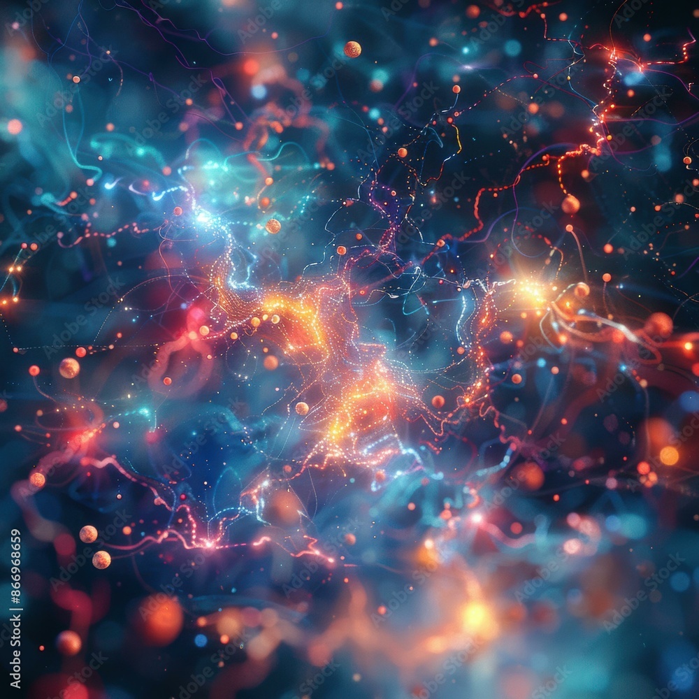 Poster abstract visualization of a neural network. ai.