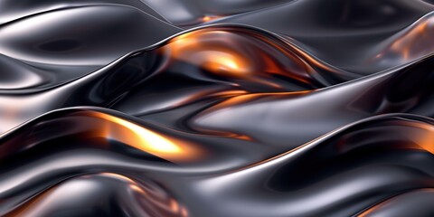 Dark, smooth waves of metal. AI.