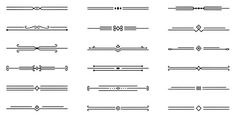 Text dividers doodle set. Wedding decorative elements. Divider ornament, borders, vintage line separators. Hand drawn vector illustration isolated on white background