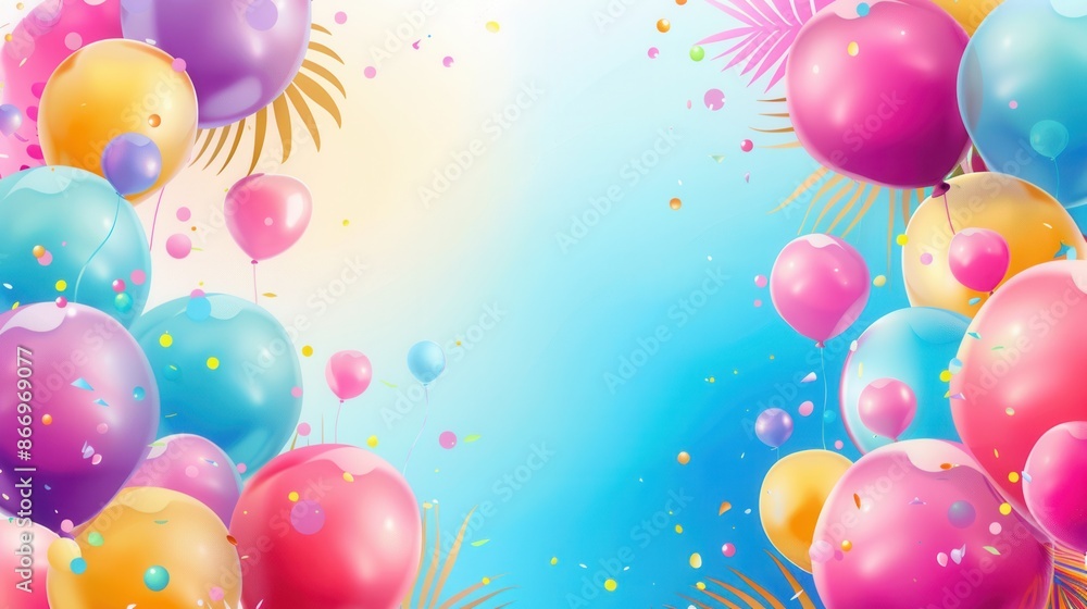 Aufkleber a vibrant background with colorful balloons of various shapes, perfect for festive events. generativ