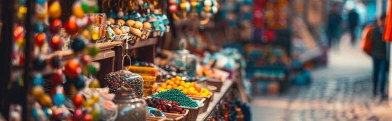 Colorful market stall with various products © Juan