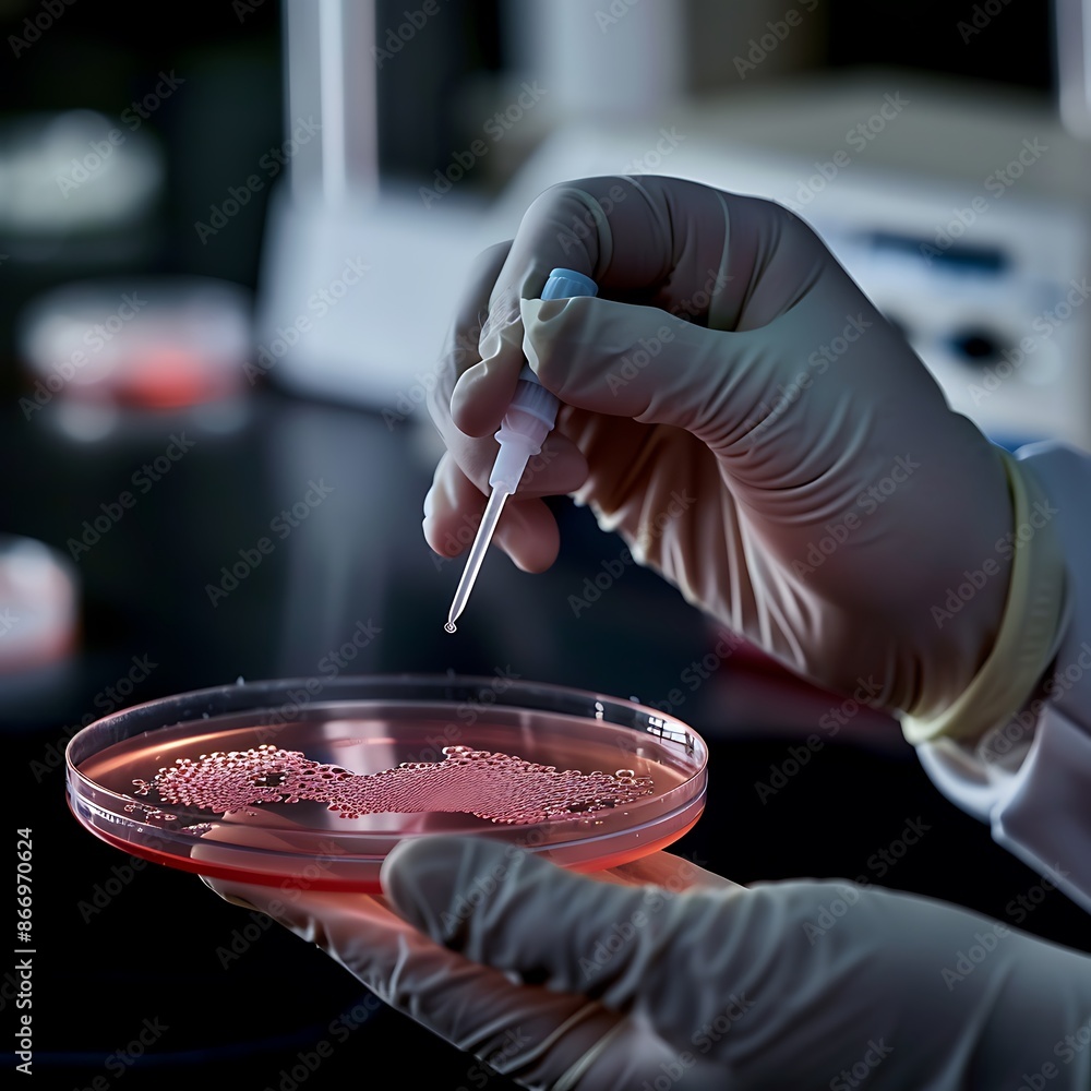 Poster Scientist Using a Pipette to Drop Liquid in a Petri Dish