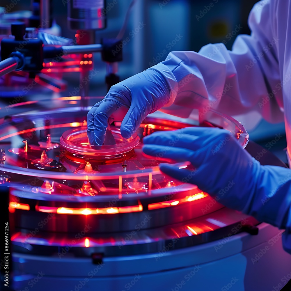 Poster Closeup of a Scientist Working with a Centrifuge