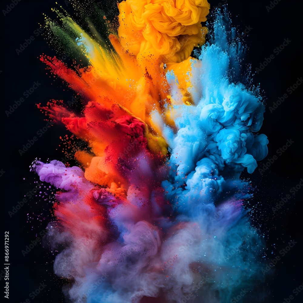 Poster a dynamic explosion of vivid colors creating a mesmerizing and energetic visual.