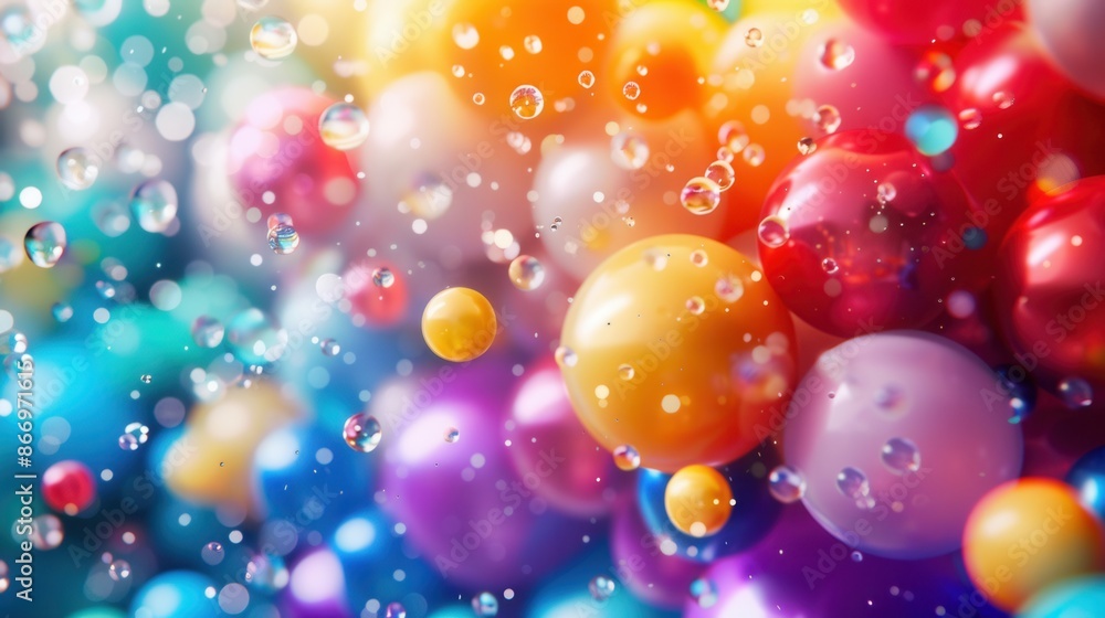 Poster a cheerful background of colorful balloons in various shapes, perfect for companies organizing parti