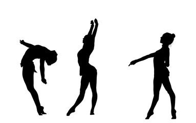 gimnasia, deportes, acrobatas, gimnastas, silueta, vectores