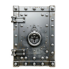 Fototapeta premium Vault Emphasizing Sturdy Build Secure Locking Mechanism and Metallic Sheen for Protection and Security. Isolated on a Transparent Background. Cutout PNG.