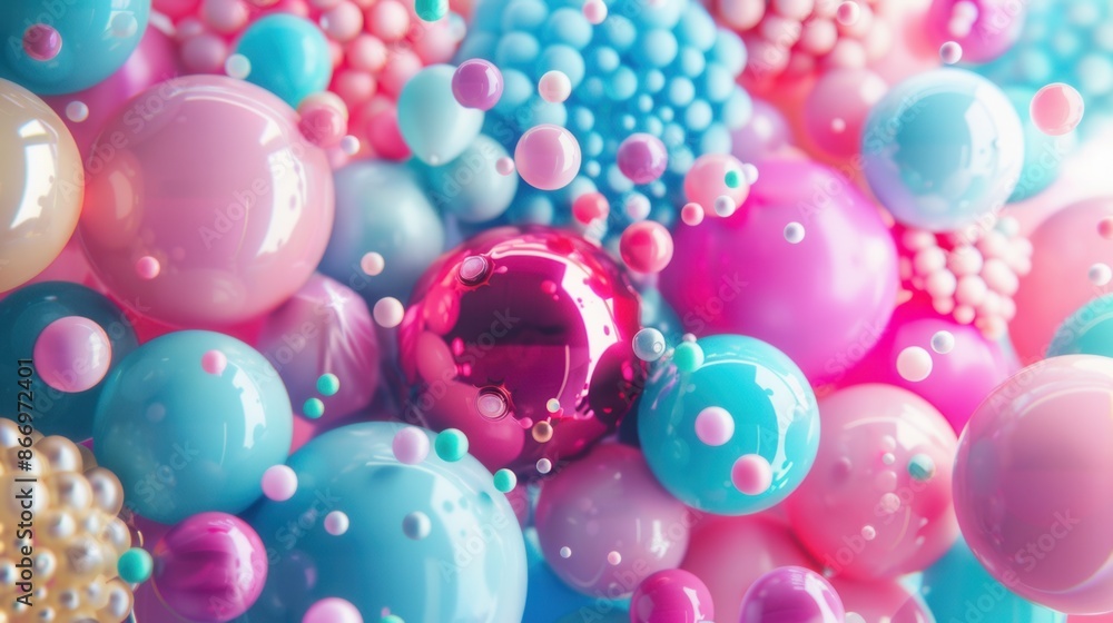 Aufkleber A vibrant and cheerful background featuring a cluster of colorful balloons in various shapes, perfect for companies hosting parties or selling festive goods. Generative AI