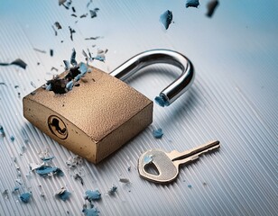 illustration of a broken padlock. unsafe data leak concept