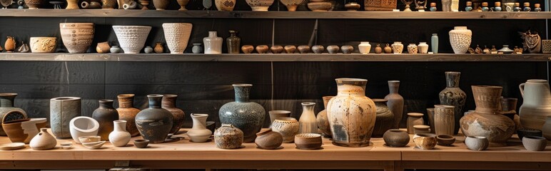 Pottery collection in artisanal workshop