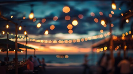 Beach Bar Lights at Sunset