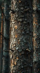 Fototapeta premium Close-up of tree bark in a dense forest, nature texture and pattern concept