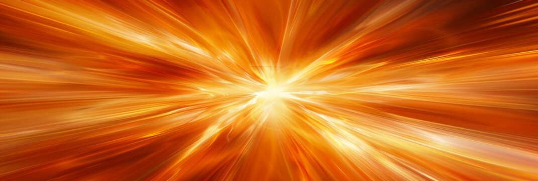 Vibrant orange light burst abstract rays on dark background with golden sparkles