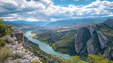 Mountain vantage point overlooks river