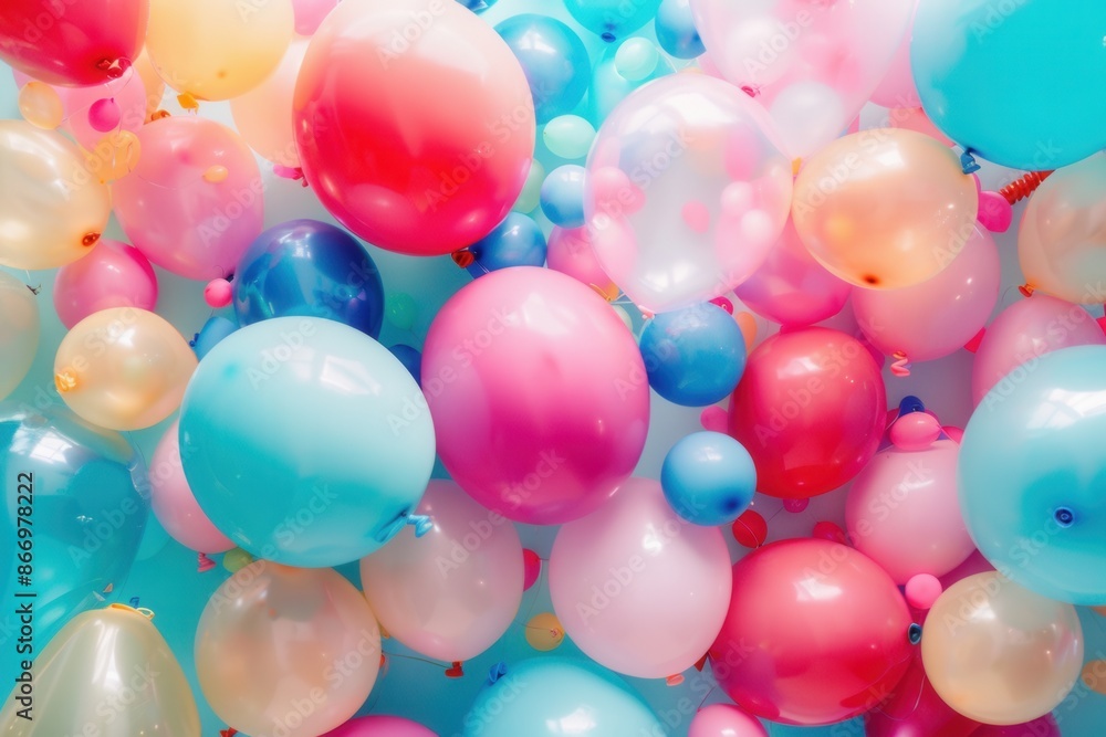 Aufkleber a close-up shot of colorful balloons decorating a festive event. the balloons are in various shapes 