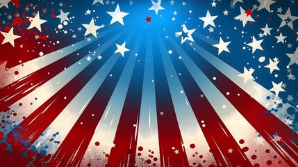 1. Render an image of a background adorned with the iconic stars and stripes of the United States flag, with bold red and white stripes and a field of blue adorned with stars, symbolizing unity and