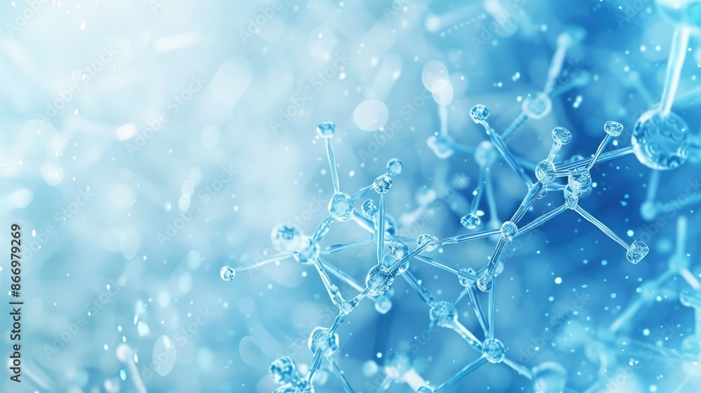 Aufkleber abstract digital image of blue molecular structures on a light background. digital art of white line