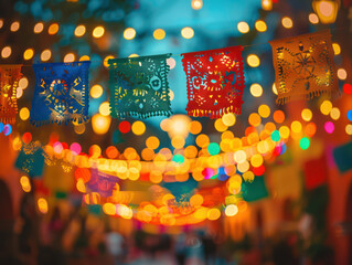 Hispanic Heritage Month flag decoration design style dia de los muertos, Mexican Traditional Festival. Creative theme of Hispanic Heritage Month, Sept 15 to Oct 15, using social media post