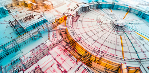 Obraz premium Detailed Architectural Blueprint Illustration