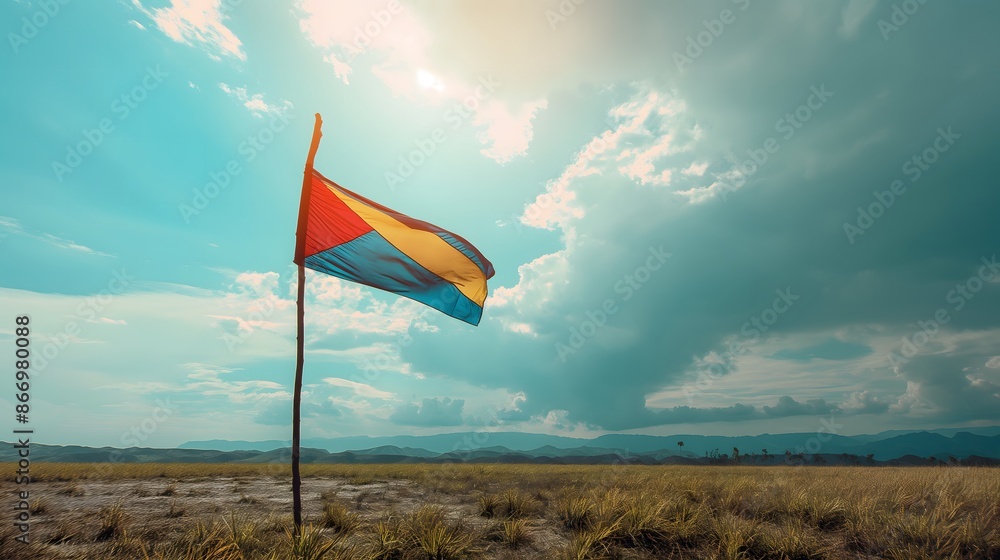 Aufkleber 1. create an image featuring a background adorned with the vibrant sky-blue field and diagonal red s