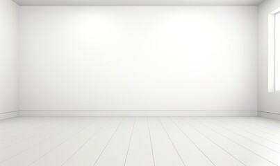 Empty White Room with Wood Floor and Window