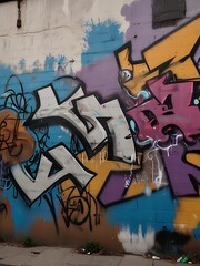 Background graffiti on the wall, Scribbles on the wall are irregular, street art paintings on the side of the road 