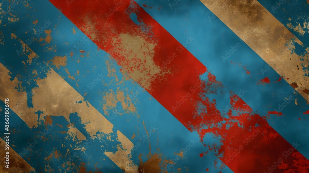 Poster 1. create an image featuring a background adorned with the vibrant sky-blue field and diagonal red s