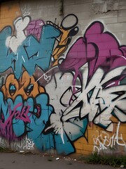 Background graffiti on the wall, Scribbles on the wall are irregular, street art paintings on the side of the road 
