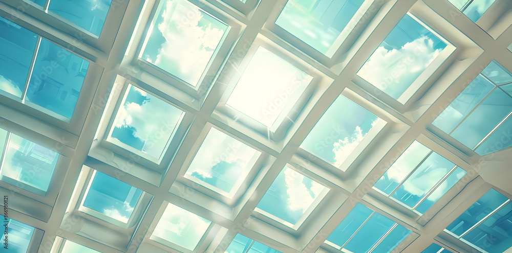 Poster skylight view: a pattern of light and clouds