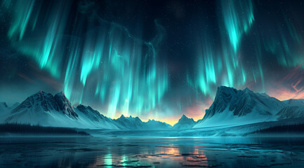 starry northern lights sky with aurora borealis