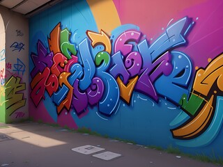 Background graffiti on the wall, Scribbles on the wall are irregular, street art paintings on the side of the road 