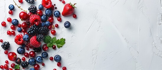 Fresh berries on a white backdrop