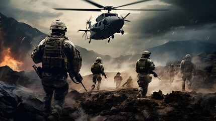 Modern warfare scene depicting soldiers in a tense combat situation with strategic intensity and action 