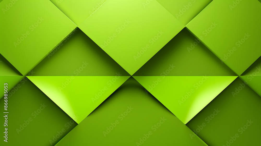 Poster rhombus pattern with lime green diamond in a 3d geometric design for modern aesthetic appeal.