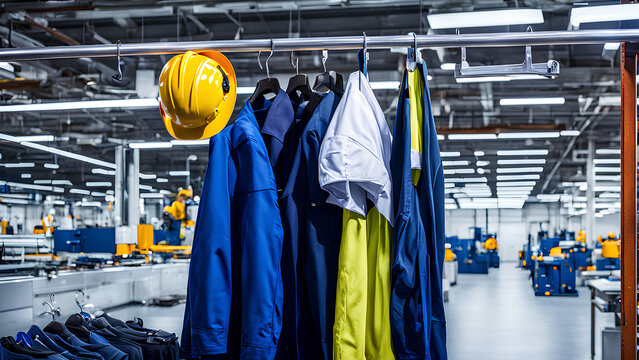 Clothes and helmet hanging up Belong to someone who builds things